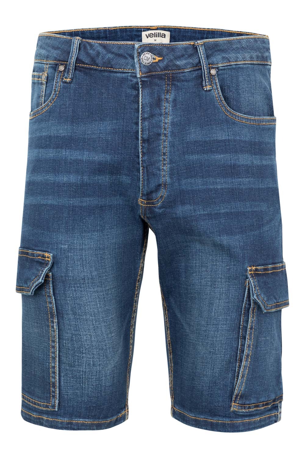 Stretch multi-pocket denim bermuda shorts