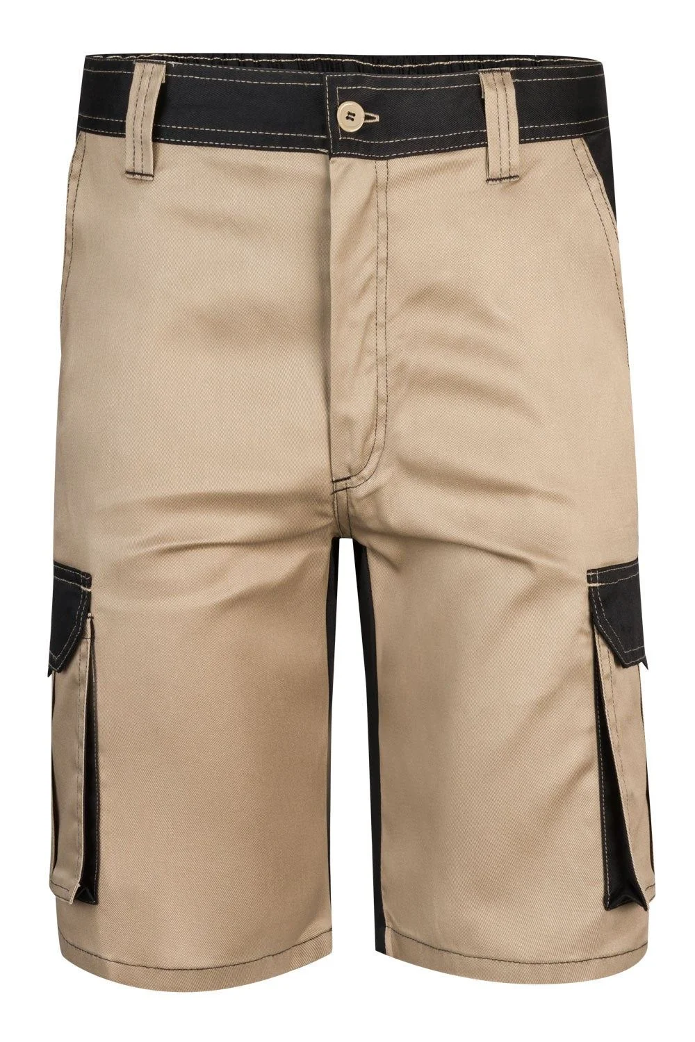 Two-tone multi-pocket bermuda shorts