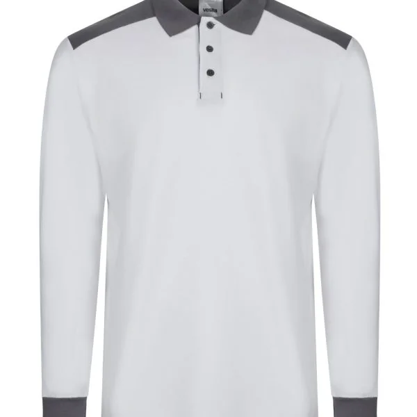 Long sleeve two-tone stretch polo shirt gallery
