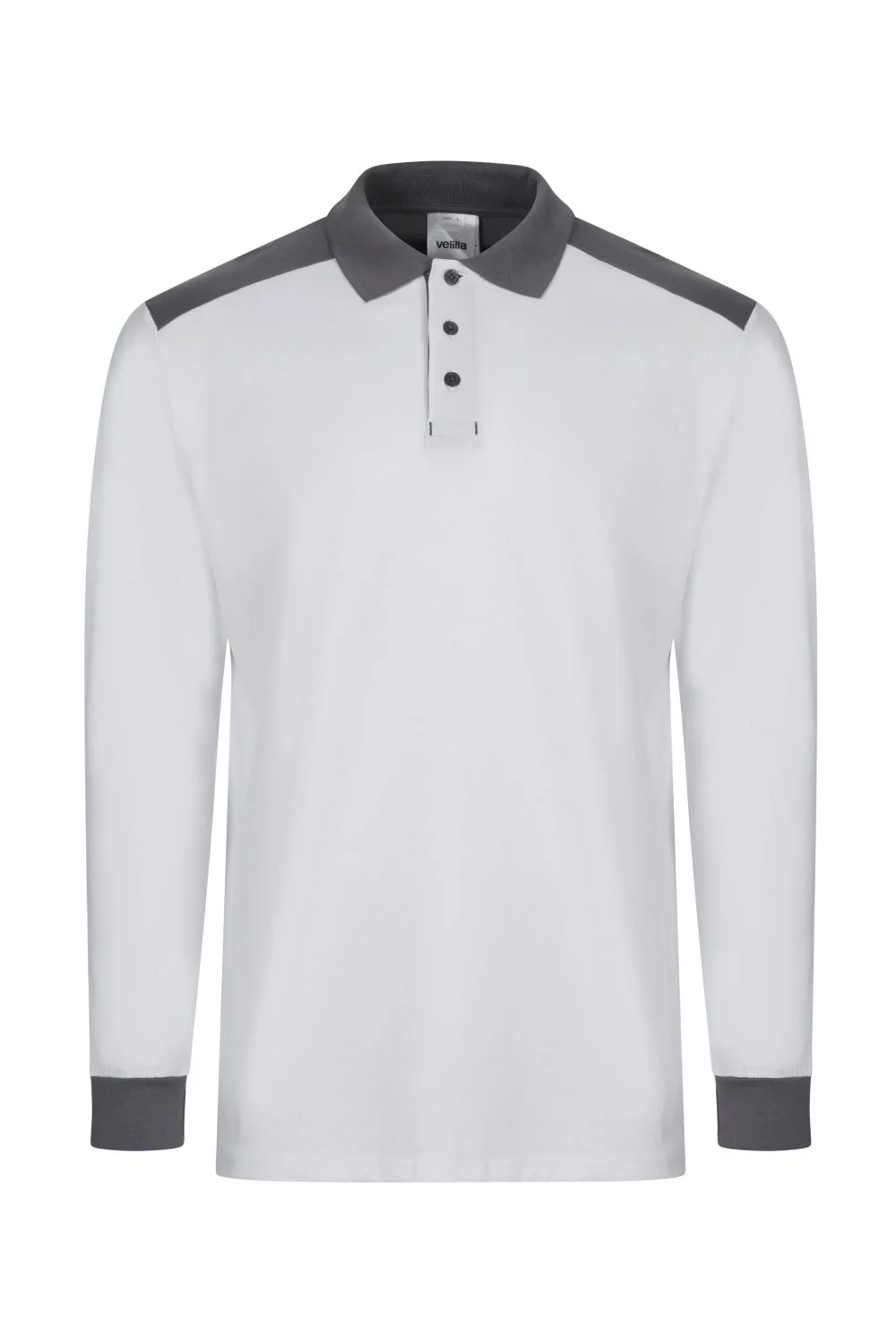 Long sleeve two-tone stretch polo shirt