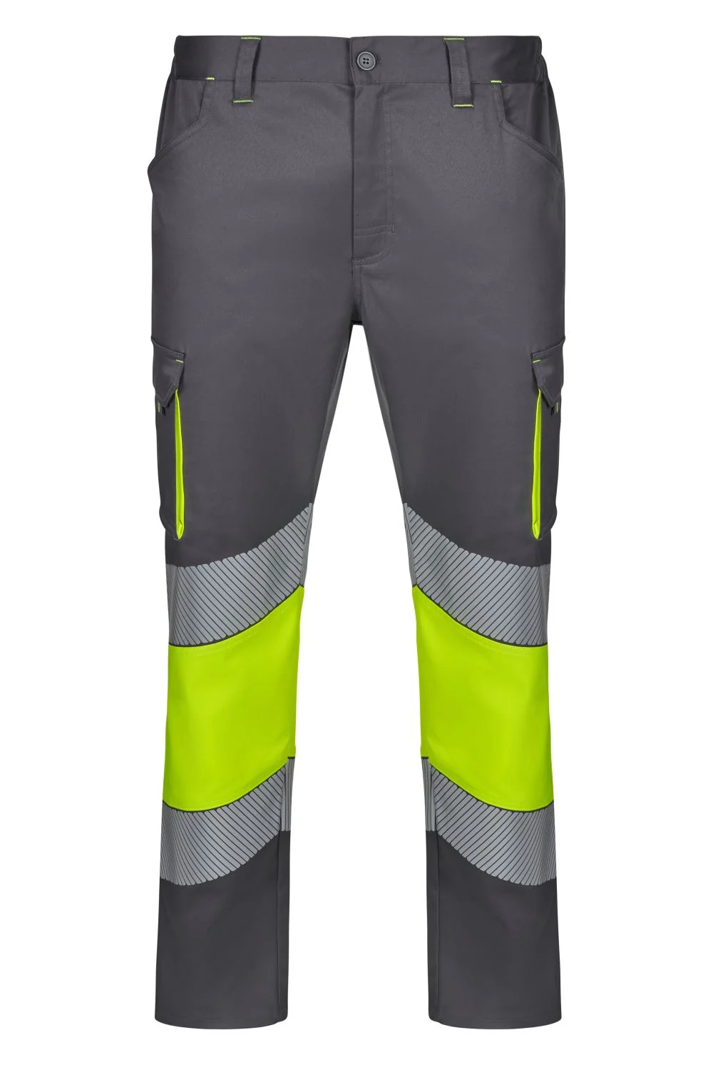 Two-tone stretch trousers with segmented tape