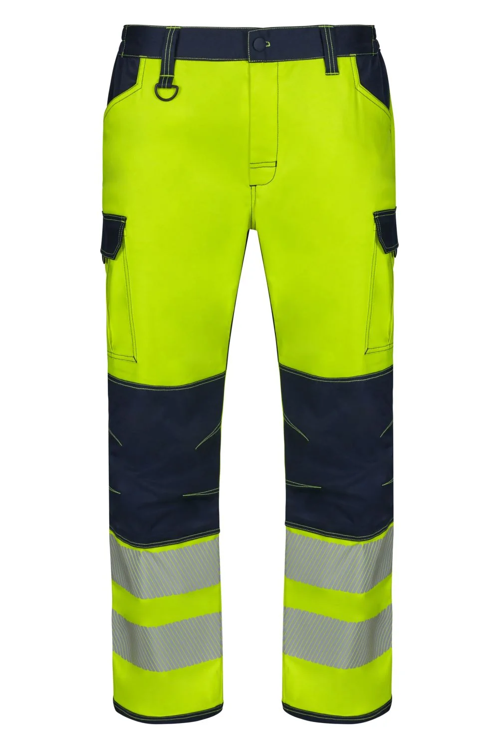 Stretch trousers with knee pads and segmented tape
