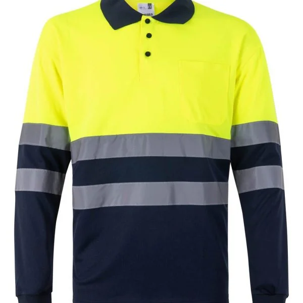 Two-tone long sleeve polo shirt