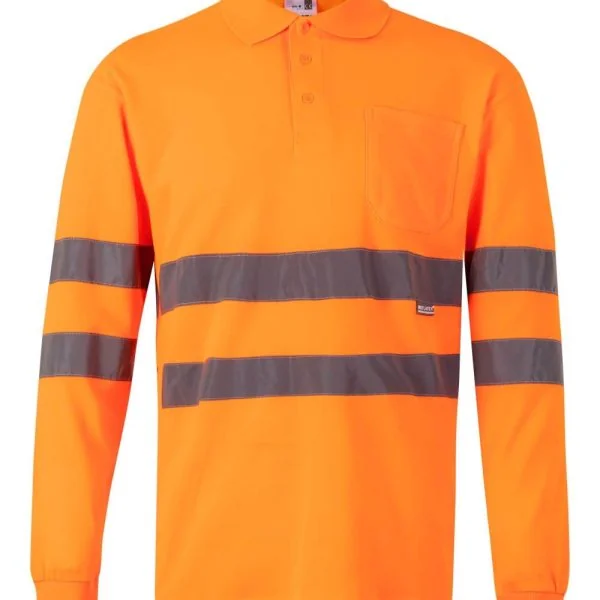 Long sleeve cotton polo shirt