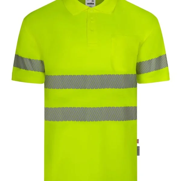 Short sleeve recycled polyester polo shirt with segmented tape