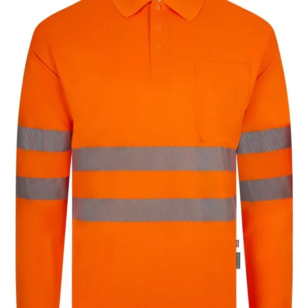 Long sleeve recycled polyester polo shirt with segmented tape gallery