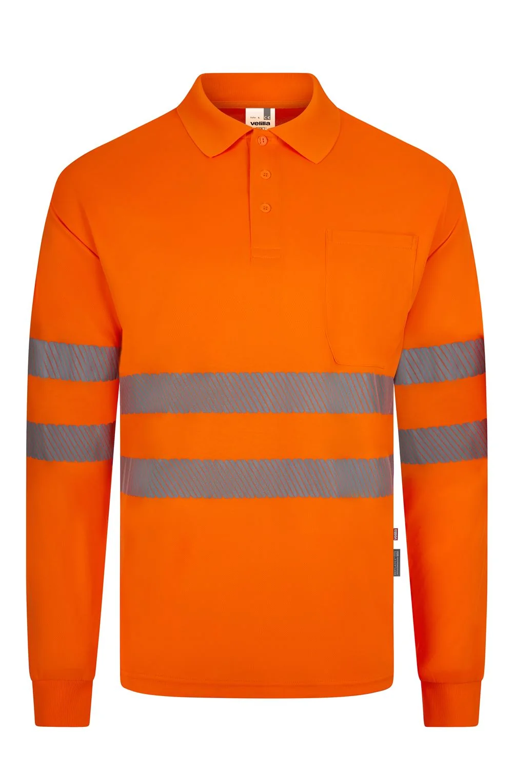 Long sleeve recycled polyester polo shirt with segmented tape