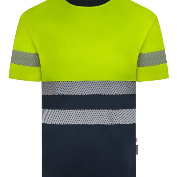 Short sleeve two-tone recycled polyester T-shirt with segmented tape
