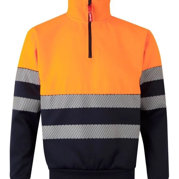 Two-tone half-zip sweatshirt with segmented tape gallery