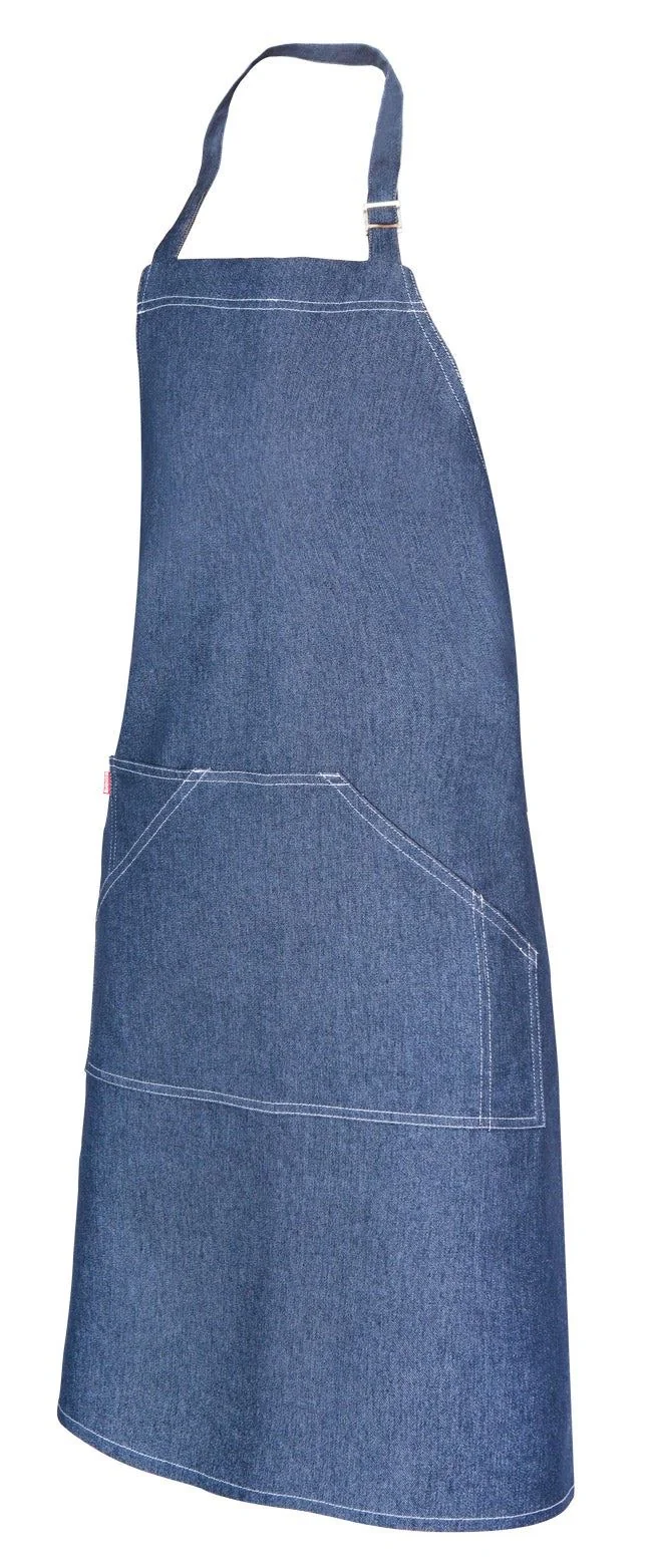 Denim bib apron with pockets