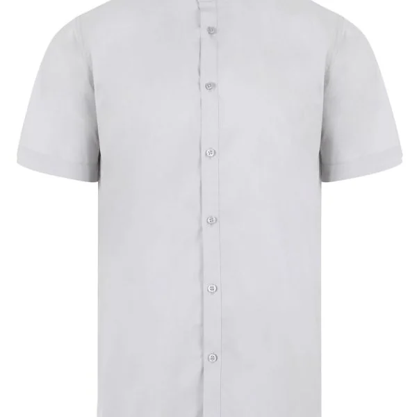 Men's Short Sleeve stretch neckband collar shirt