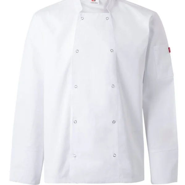 Long sleeve kitchen jacket with snap buttons gallery